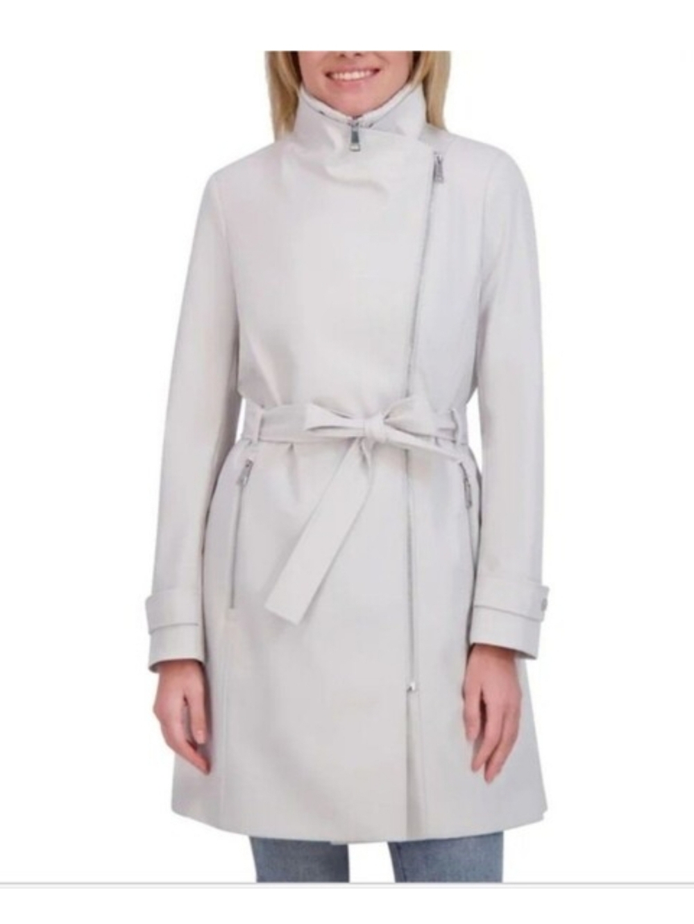 Nwt Halston Chic Women's Gray Trench Coat Size XXL - Picture 4 of 5